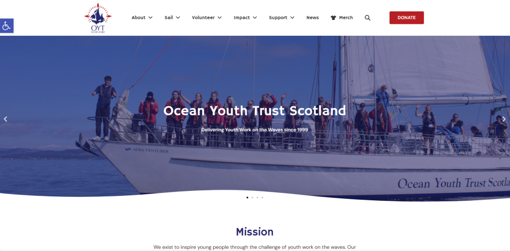 Screenshot of OYT Scotland's new website, with a sleek and modern design.